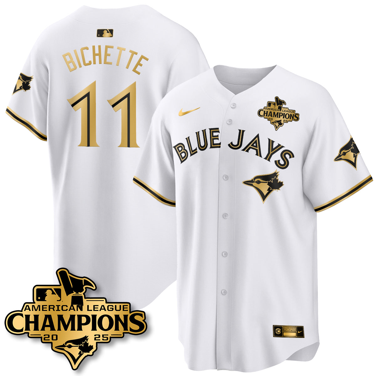 Toronto Blue Jays 2025 American League Champions Jersey - All Stitched