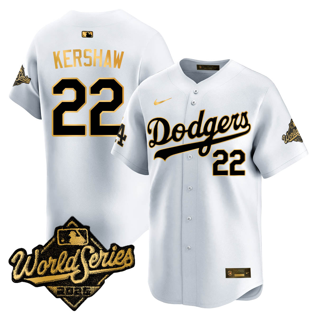 Los Angeles Dodgers 2025 World Series Gold Jersey - All Stitched