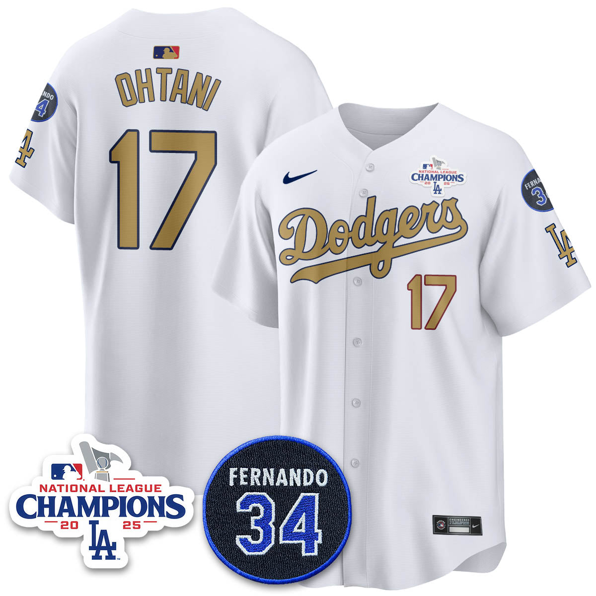 Los Angeles Dodgers 2025 NL Champions Jersey - All Stitched