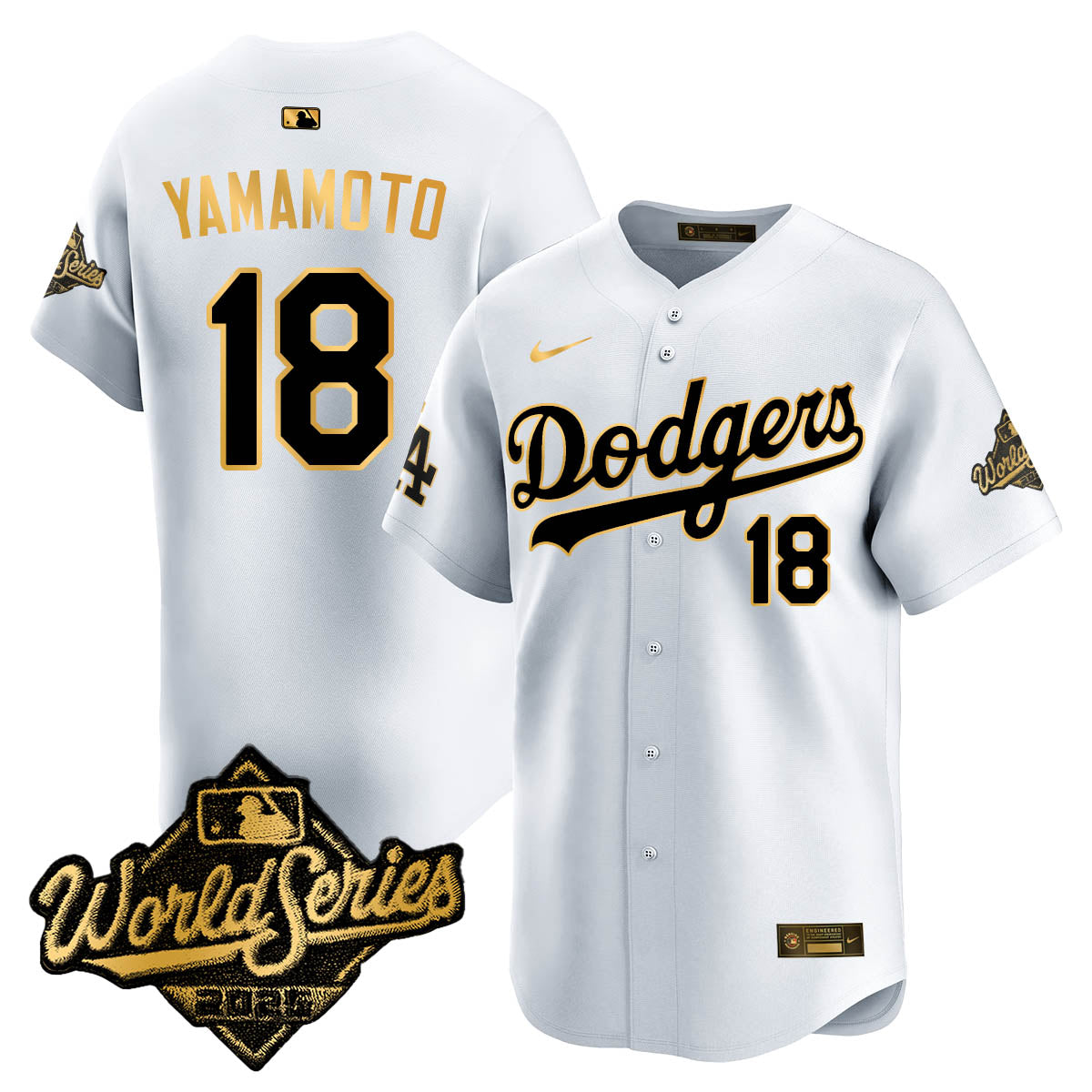 Los Angeles Dodgers 2025 World Series Gold Jersey - All Stitched