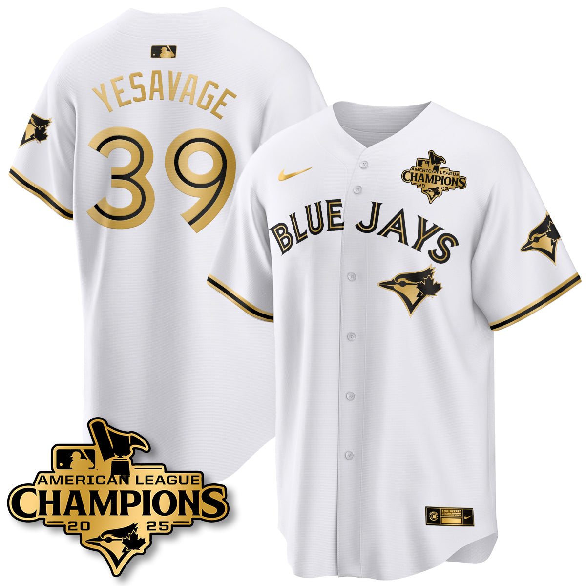 Toronto Blue Jays 2025 American League Champions Jersey - All Stitched