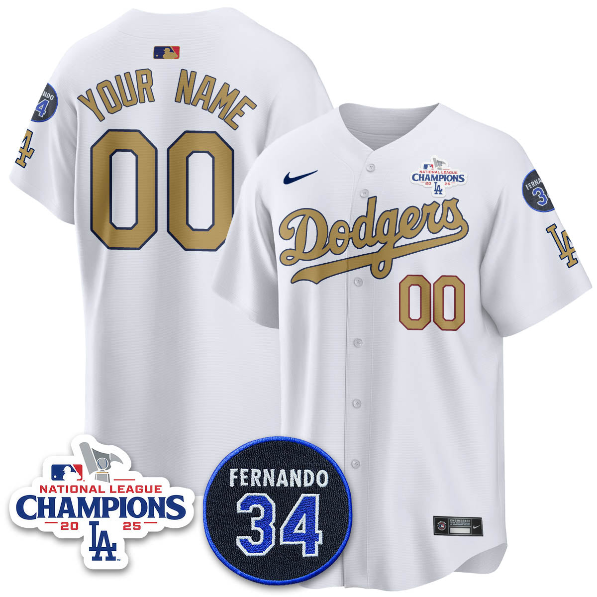 Los Angeles Dodgers 2025 NL Champions Jersey - All Stitched