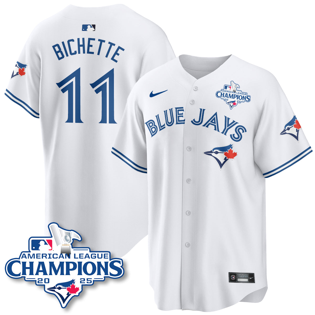 Toronto Blue Jays 2025 American League Champions Jersey - All Stitched