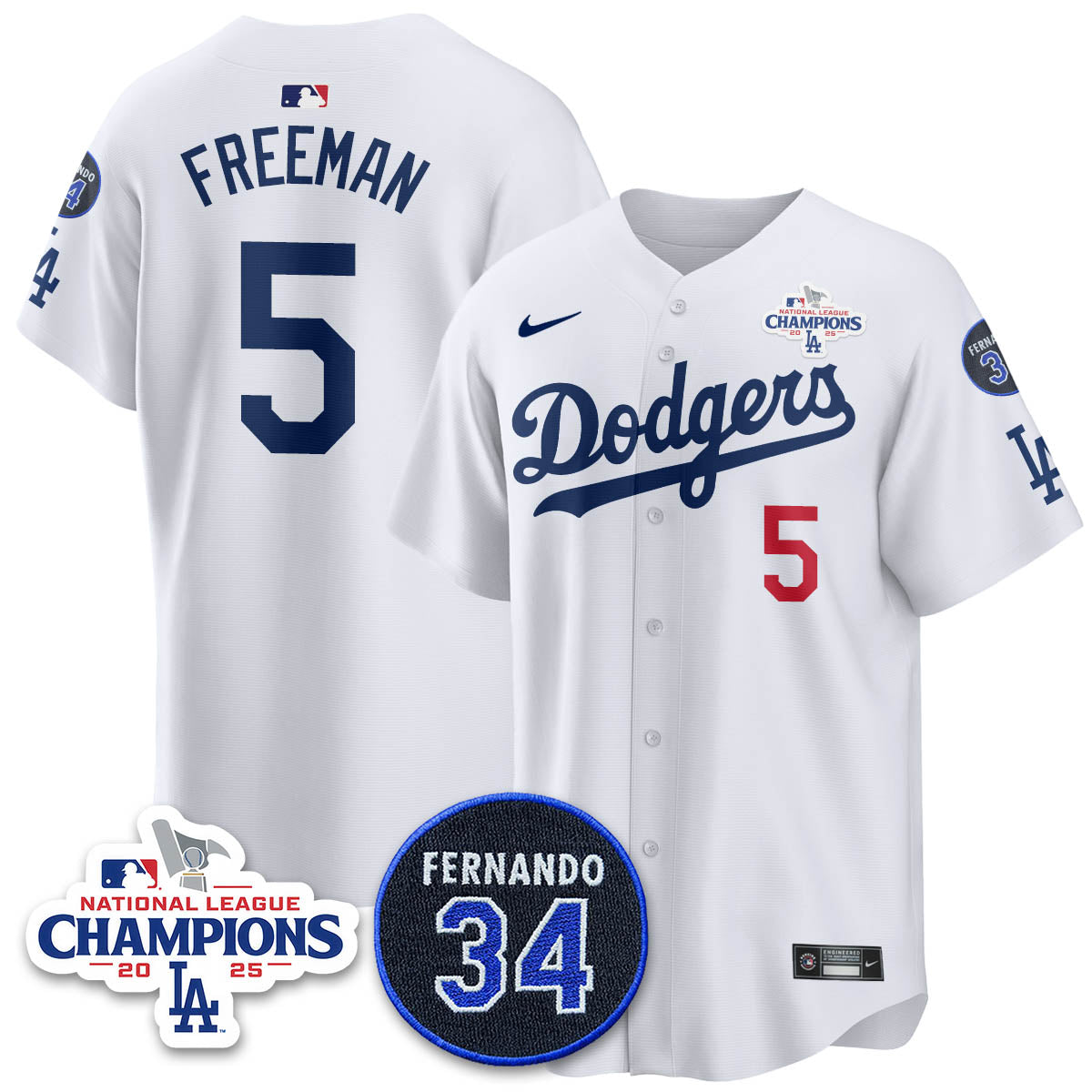 Los Angeles Dodgers 2025 NL Champions Jersey - All Stitched