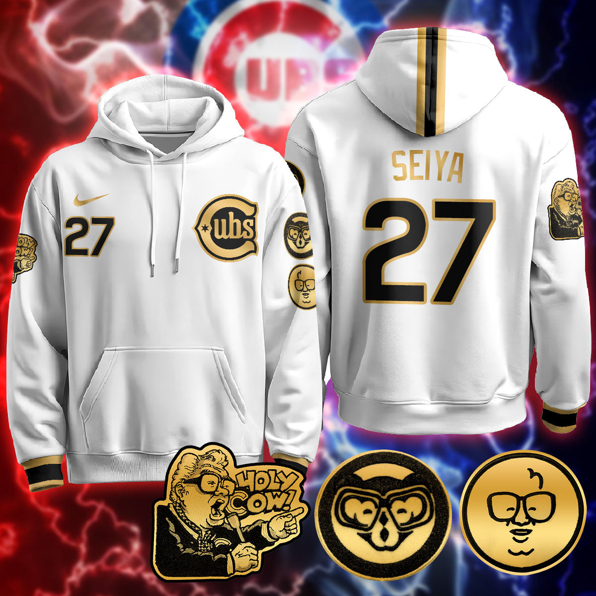 Chicago Cubs Limited Hoodie - Harry Caray "Holy Cow" Patch - All Stitched