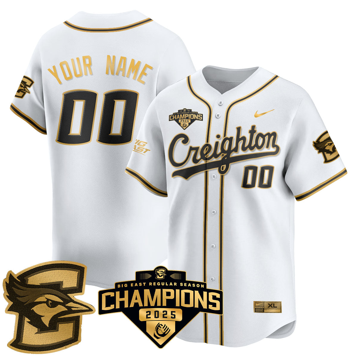 Custom Creighton Baseball 2025 Big East Baseball Tournament Champions Jersey N1 - All Stitched