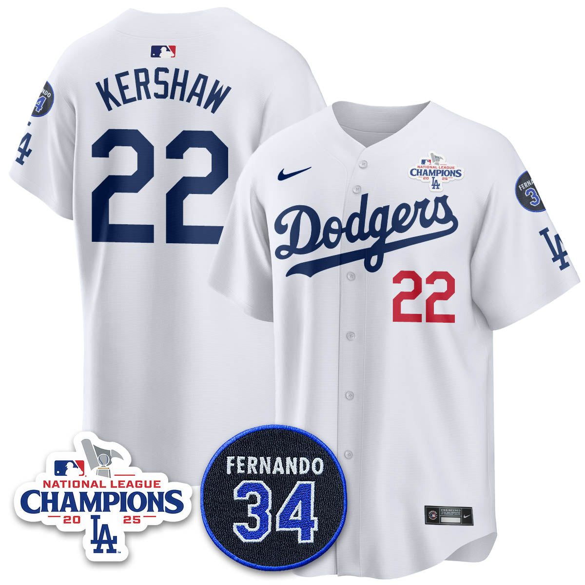 Los Angeles Dodgers 2025 NL Champions Jersey - All Stitched