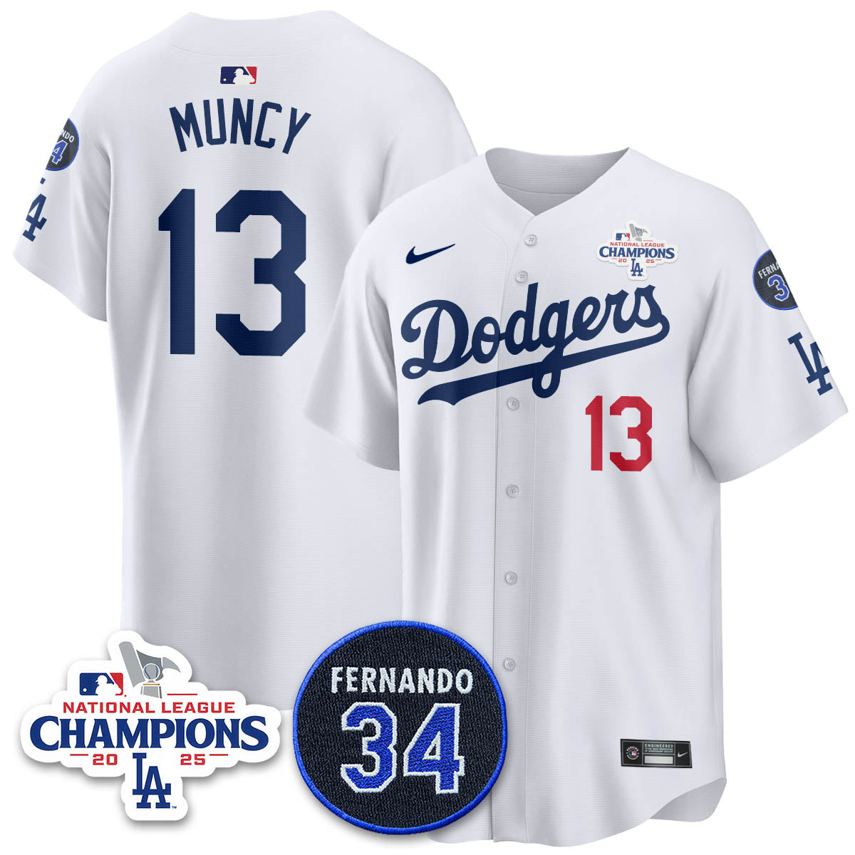 Los Angeles Dodgers 2025 NL Champions Jersey - All Stitched