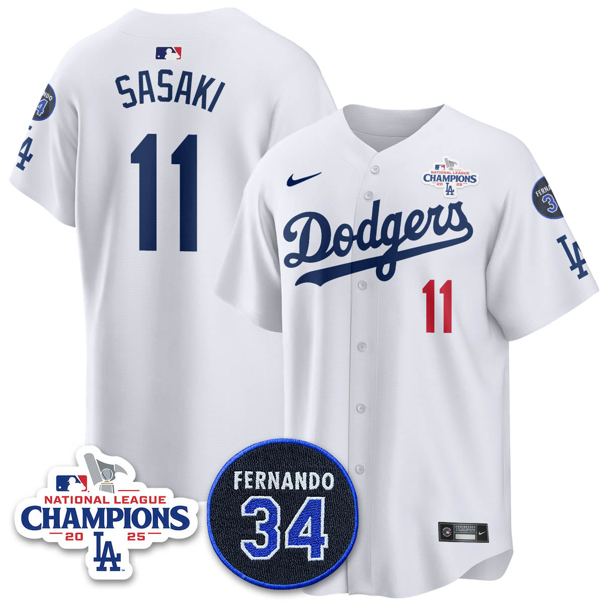 Los Angeles Dodgers 2025 NL Champions Jersey - All Stitched