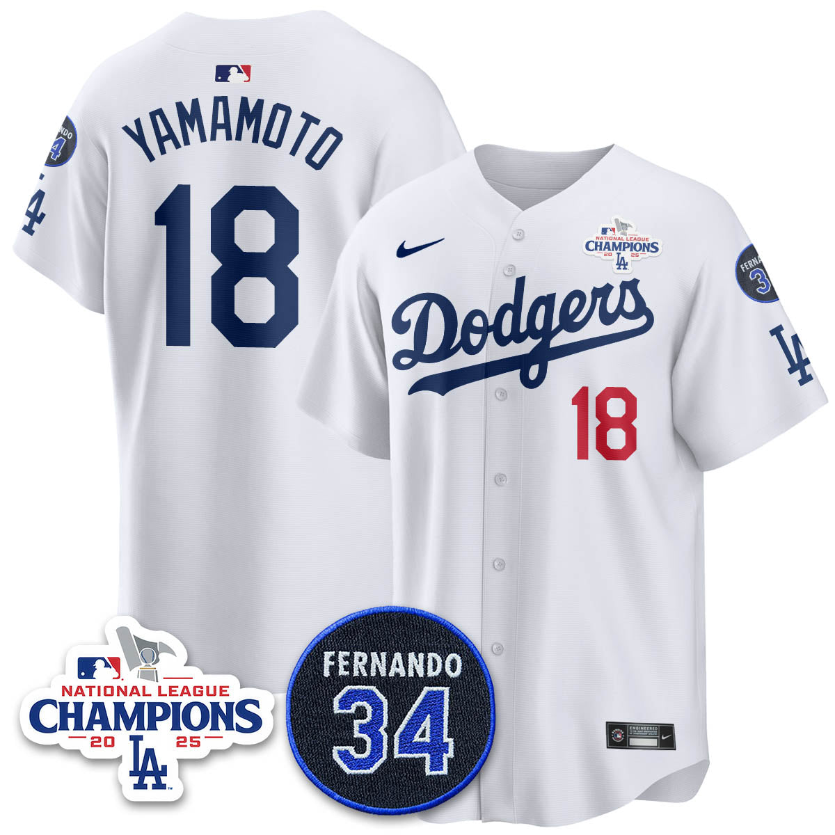 Los Angeles Dodgers 2025 NL Champions Jersey - All Stitched