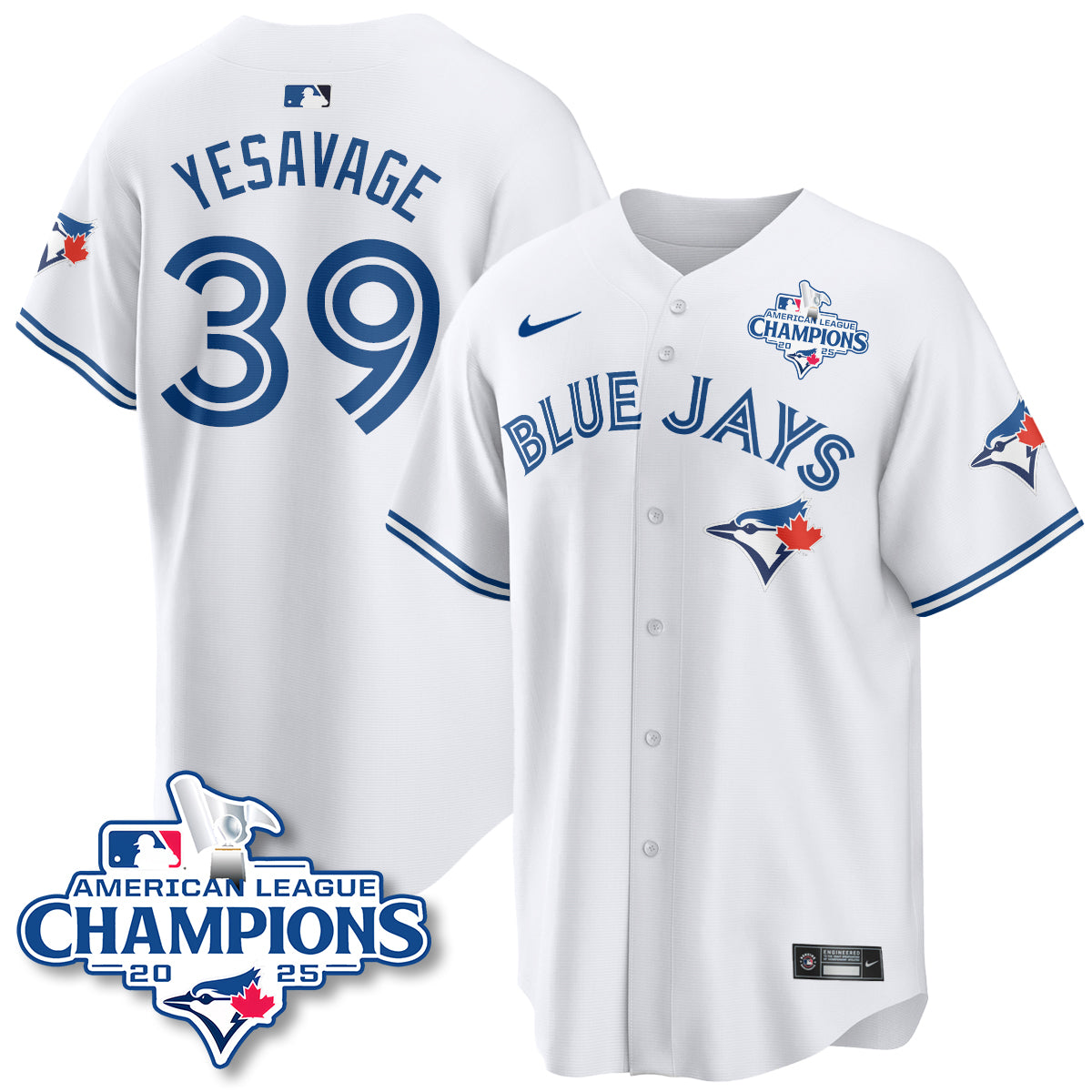 Toronto Blue Jays 2025 American League Champions Jersey - All Stitched