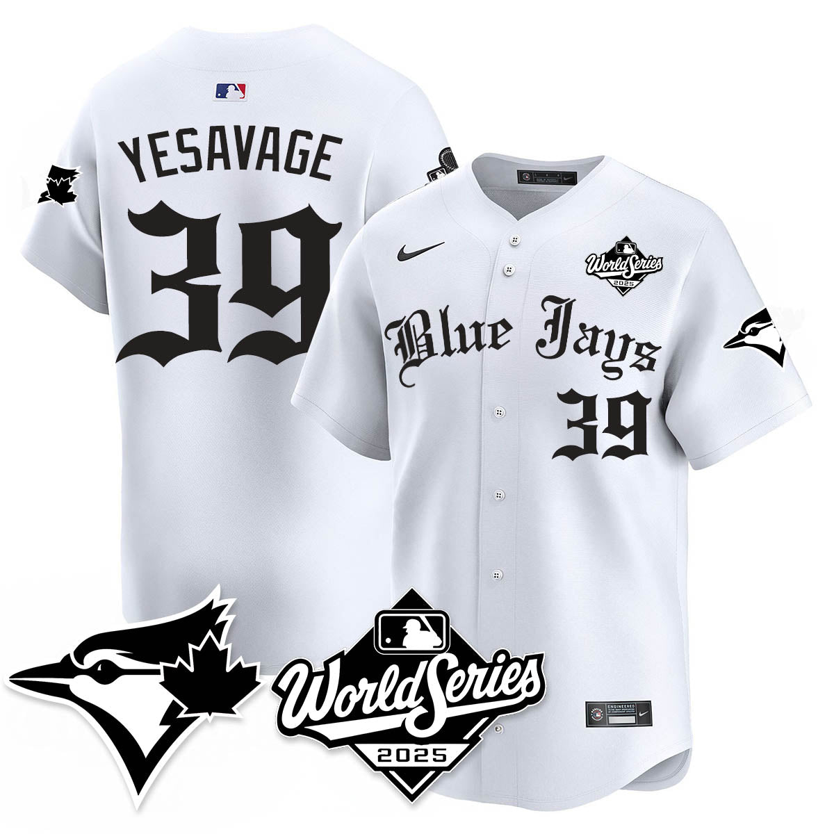 Toronto Blue Jays Gothic 2025 World Series Jersey - All Stitched