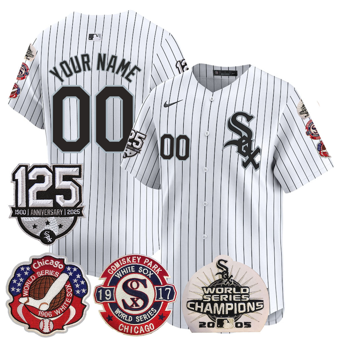 Chicago White Sox 125th Anniversary - World Series Champions Custom Jersey - All Stitched