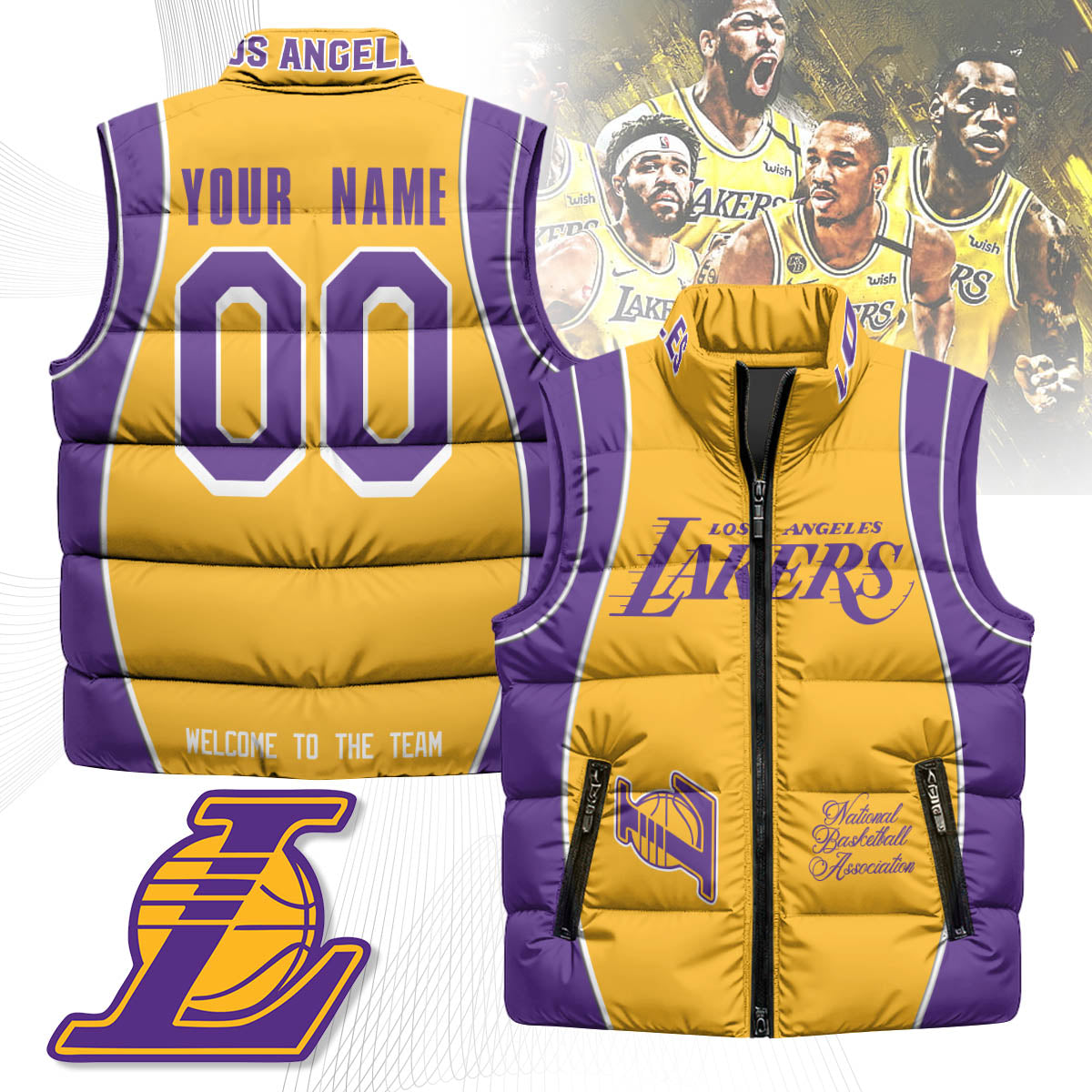 Los Angeles Lakers Unisex Custom Puffer Vest