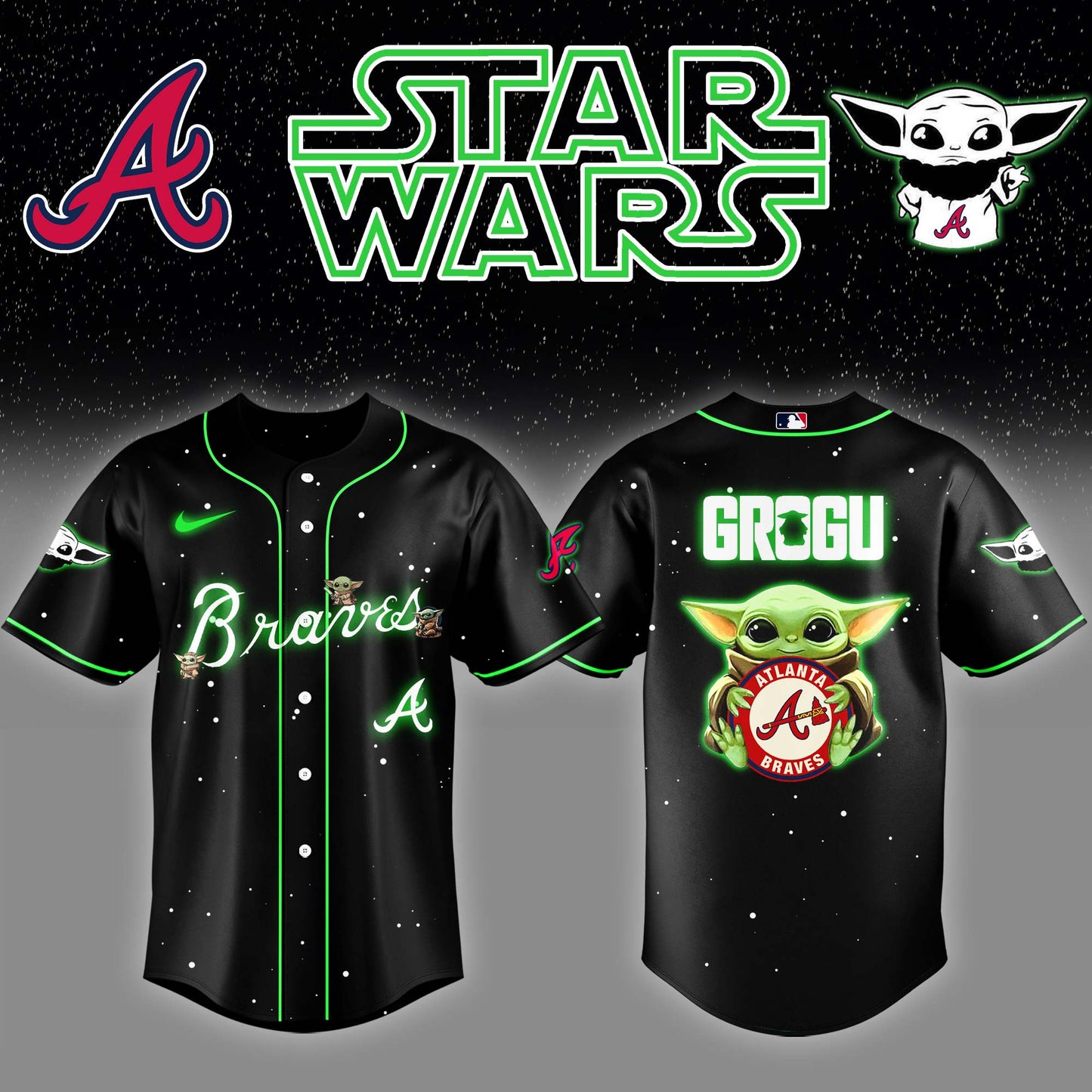 Atlanta Braves x Stars Wars Grogu Night Baseball Jersey Editions Limited v3