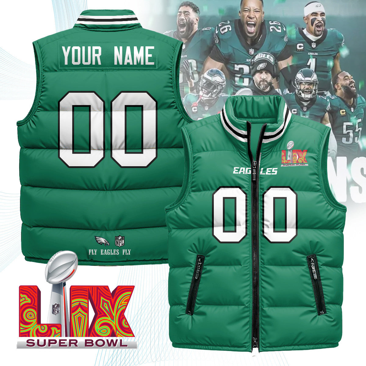 Custom Philadelphia Eagles Unisex Puffer Vest