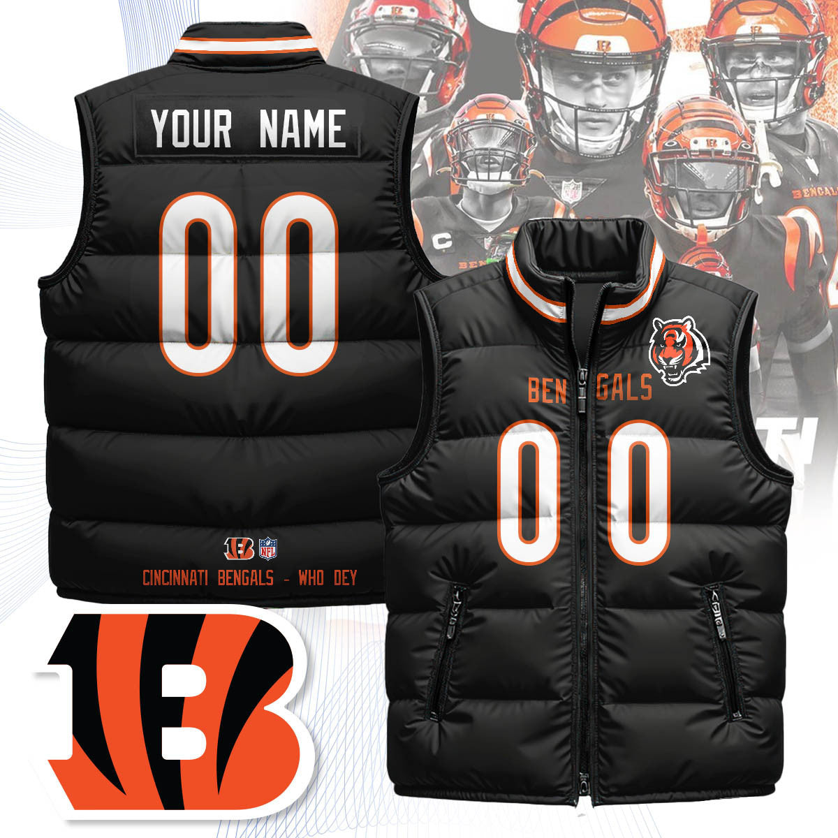 Custom Cincinnati Bengals Unisex Puffer Vest