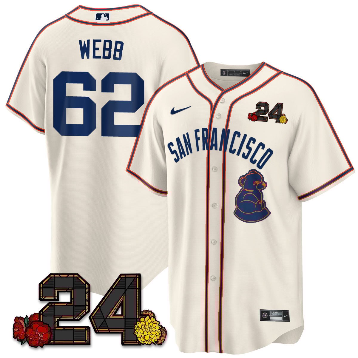 San Francisco Giants 2024 Willie Mays Patch Vapor Premier Limited Jersey V2 - All Stitched
