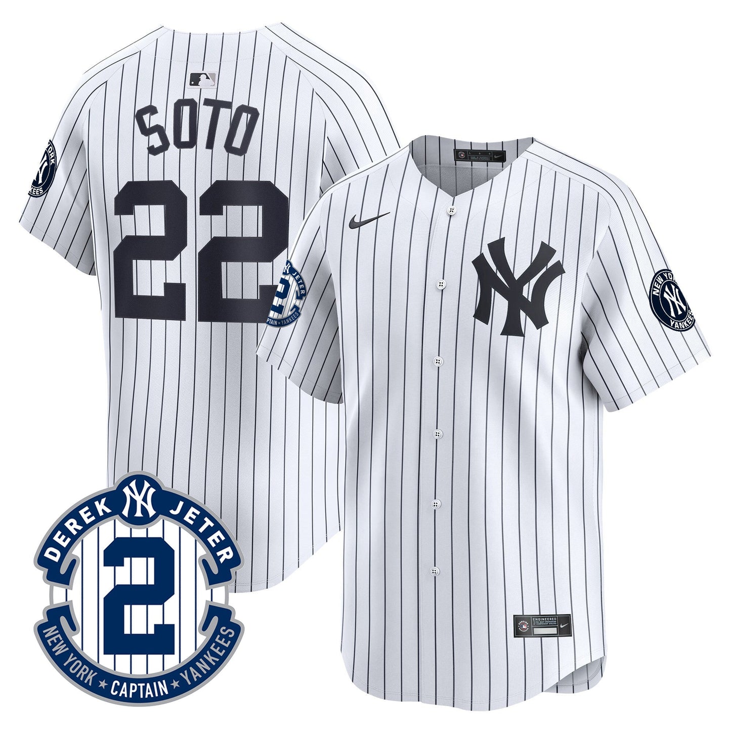 Men's Yankees Derek Jeter Patch Vapor Premier Limited Jersey - All Stitched