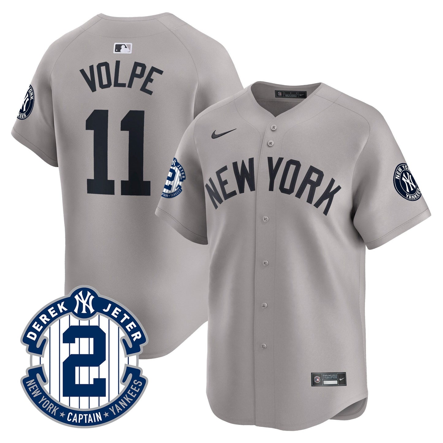 Men's Yankees Derek Jeter Patch Vapor Premier Limited Jersey - All Stitched