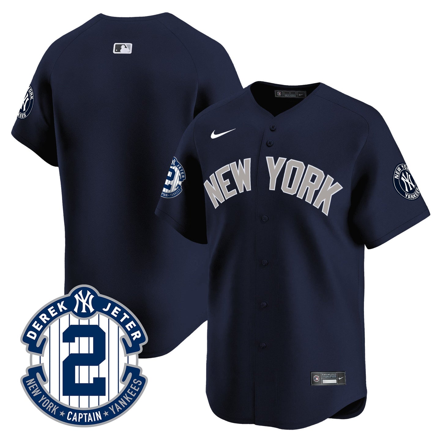 Men's Yankees Derek Jeter Patch Vapor Premier Limited Jersey - All Stitched