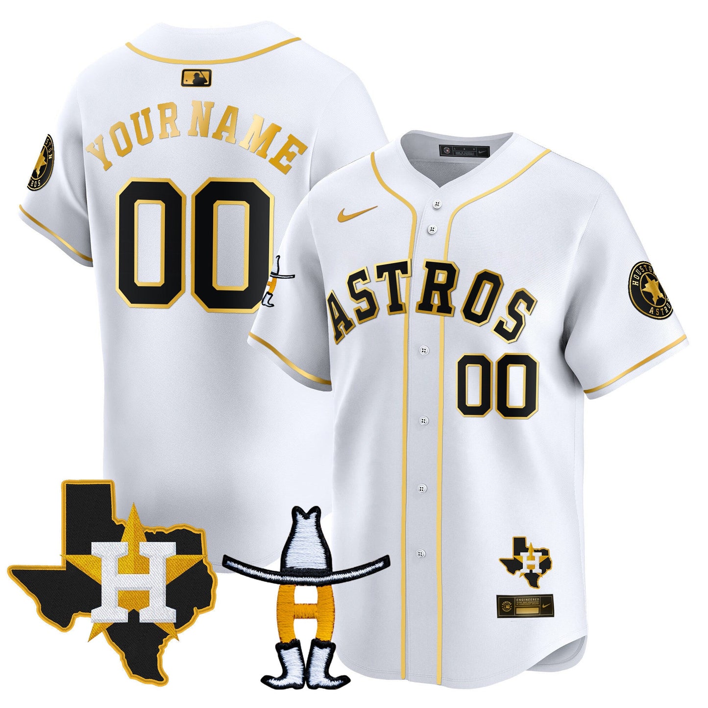 Houston Astros Houston Rodeo Patch Vapor Premier Limited Custom Jersey V2 - All Stitched