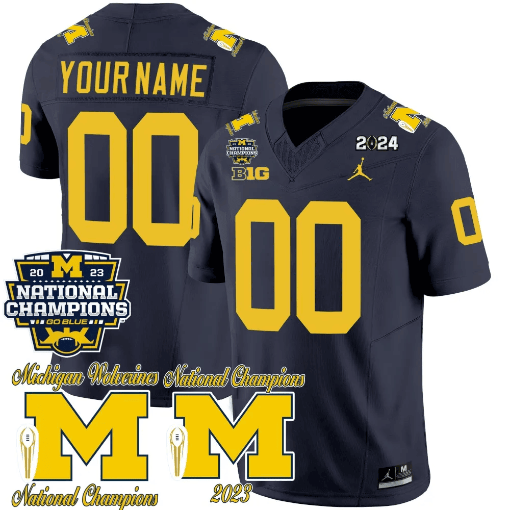 Michigan CFP 2023 National Champions Patch Vapor Custom Jersey - All Stitched