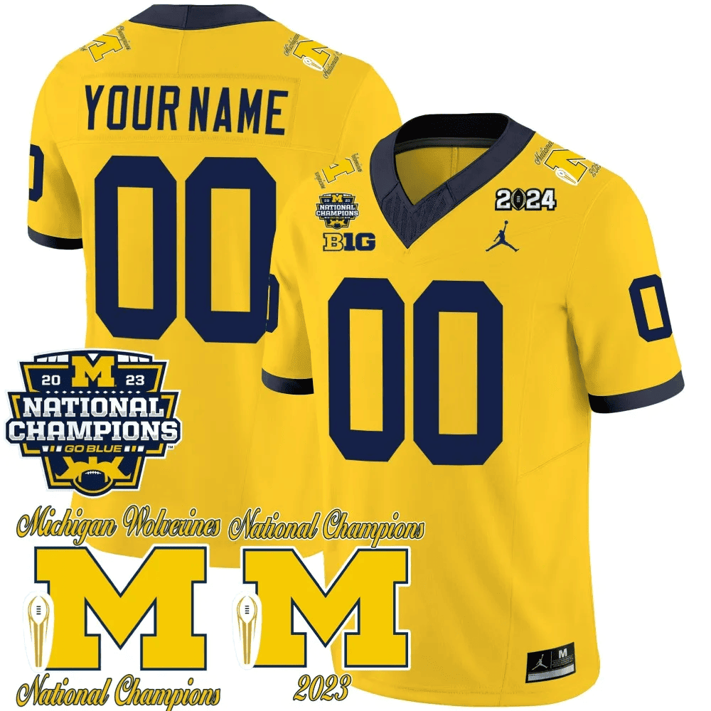 Michigan CFP 2023 National Champions Patch Vapor Custom Jersey - All Stitched