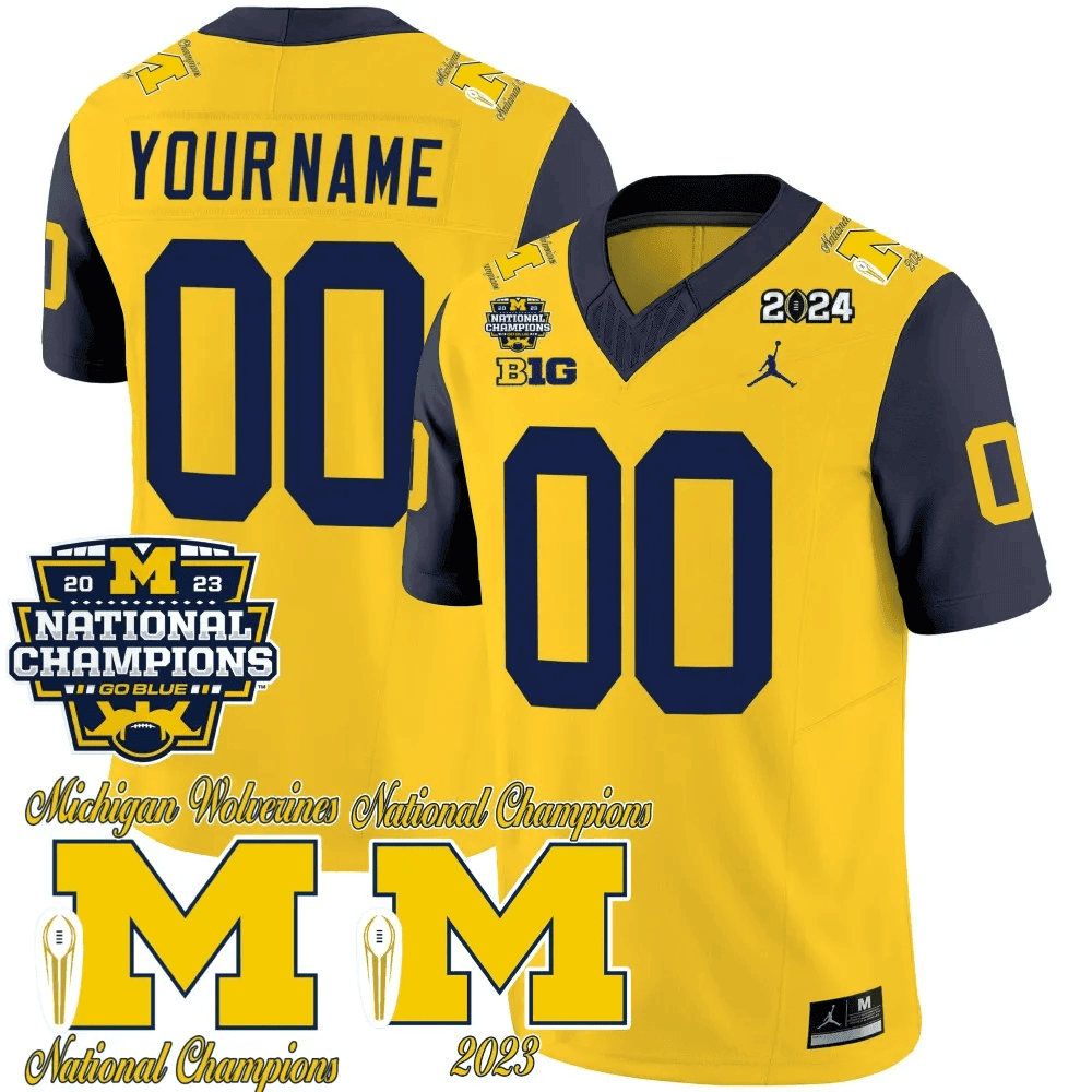 Michigan CFP 2023 National Champions Patch Vapor Custom Jersey - All Stitched