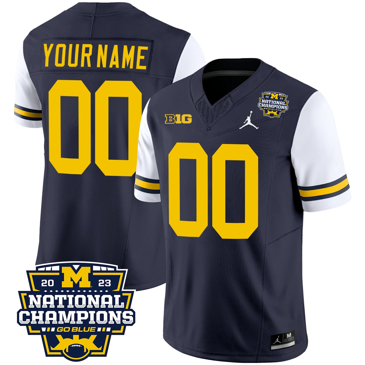 Michigan 2023 National Champions Patch Vapor Custom Jersey V2 - All Stitched