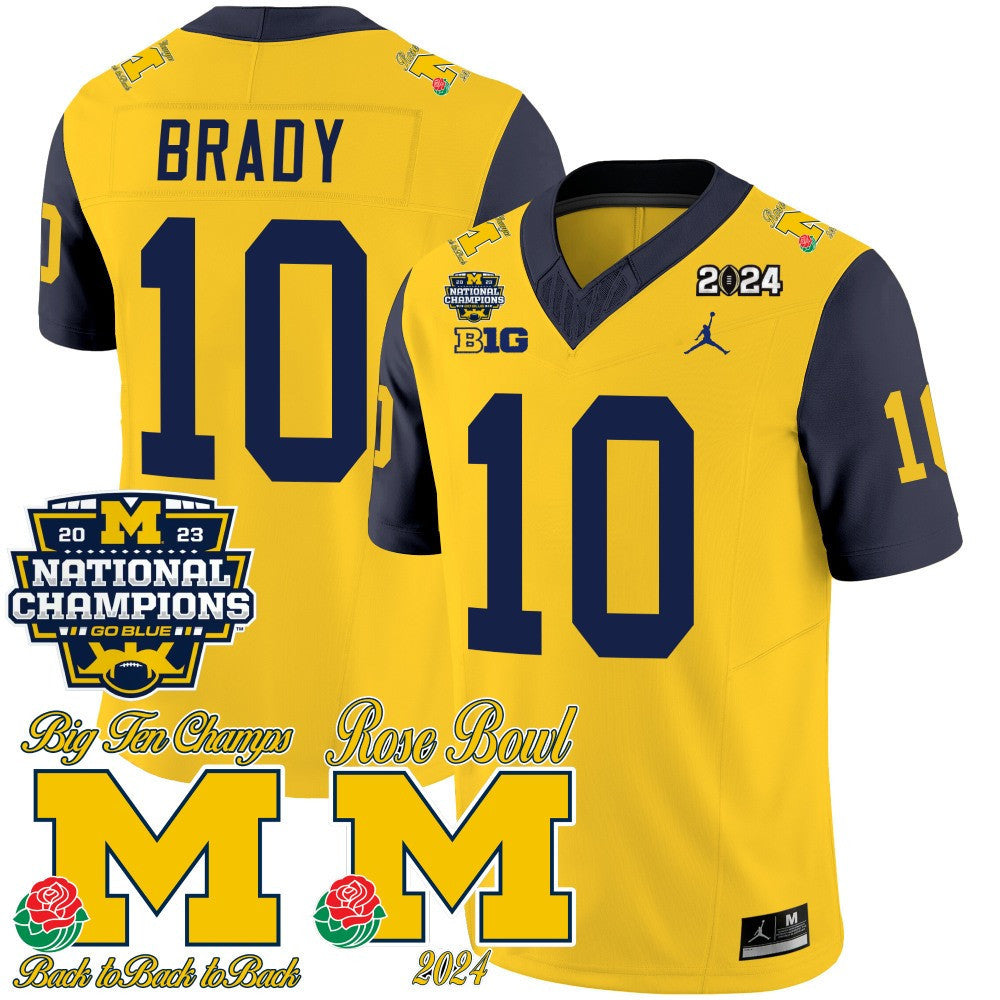 Michigan 2023 National Champions & Rose Bowl Patch Vapor Jersey - All Stitched