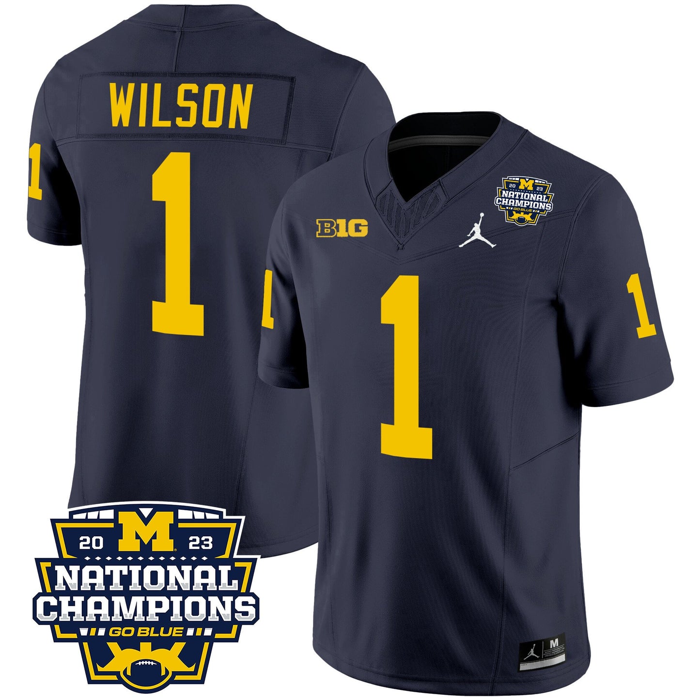 Michigan 2023 National Champions Patch Vapor Jersey V2 - All Stitched