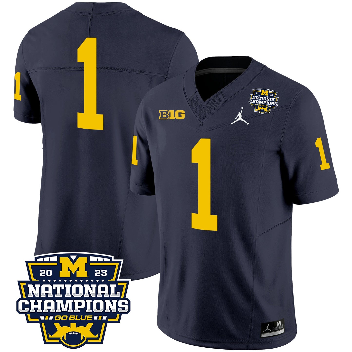 Michigan 2023 National Champions Patch Vapor Jersey V2 - All Stitched