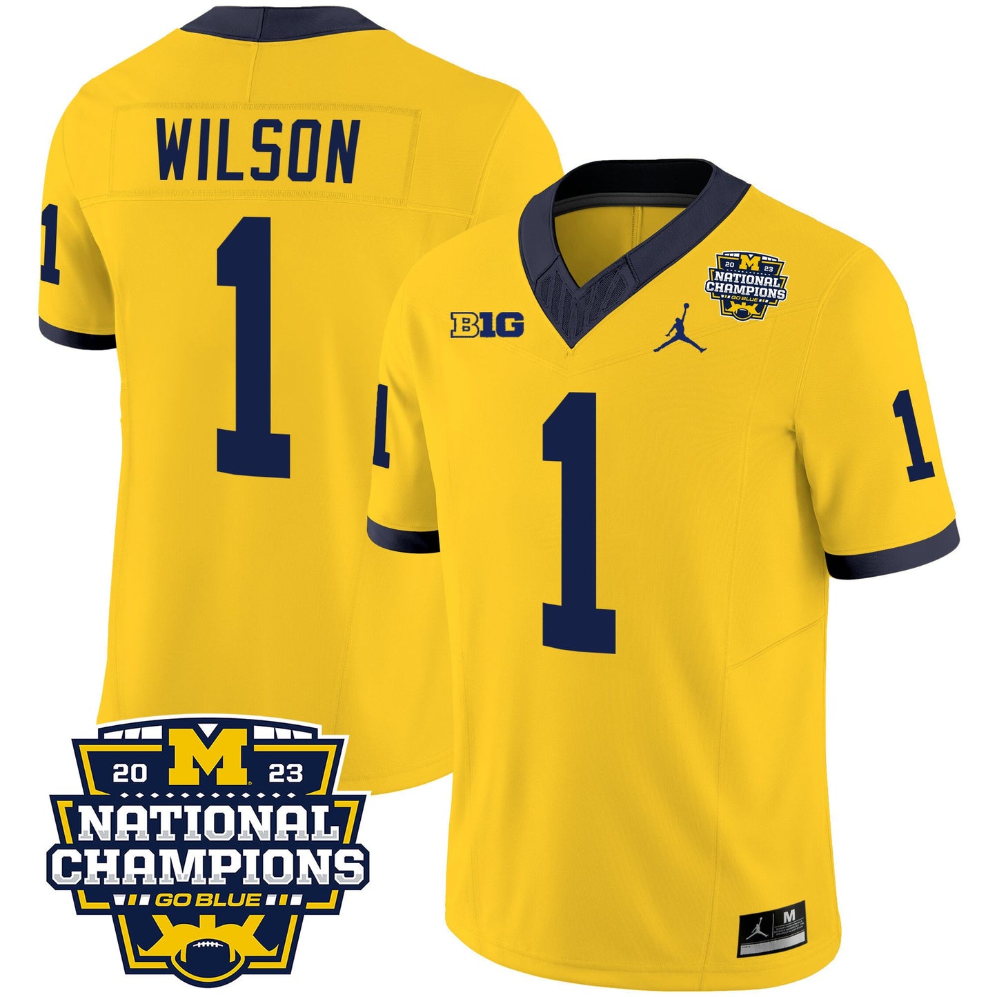 Michigan 2023 National Champions Patch Vapor Jersey V2 - All Stitched