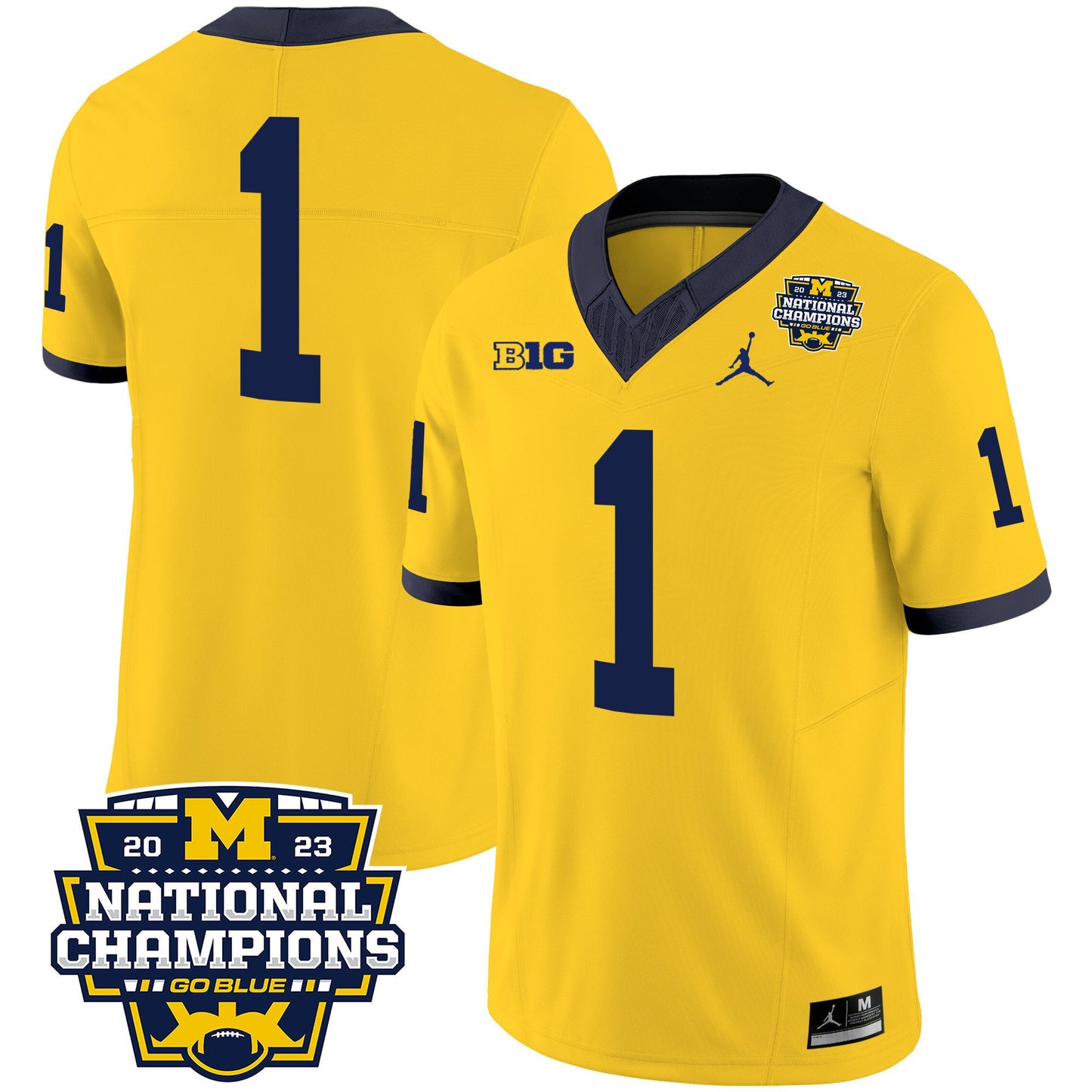 Michigan 2023 National Champions Patch Vapor Jersey V2 - All Stitched