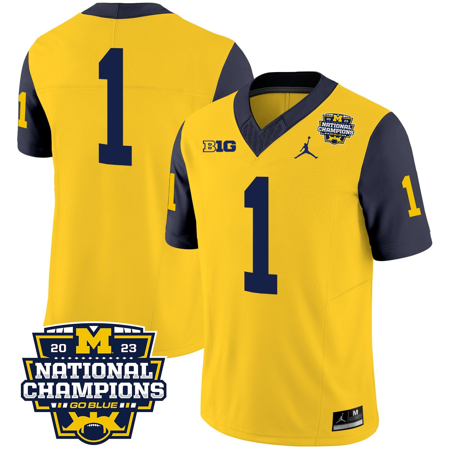 Michigan 2023 National Champions Patch Vapor Jersey V2 - All Stitched