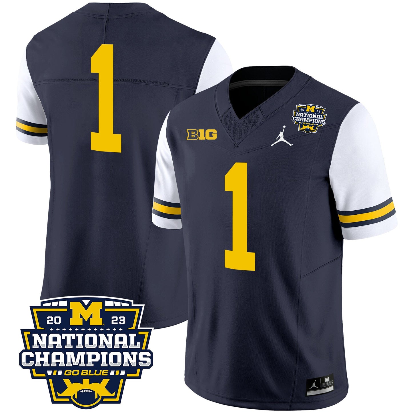 Michigan 2023 National Champions Patch Vapor Jersey V2 - All Stitched
