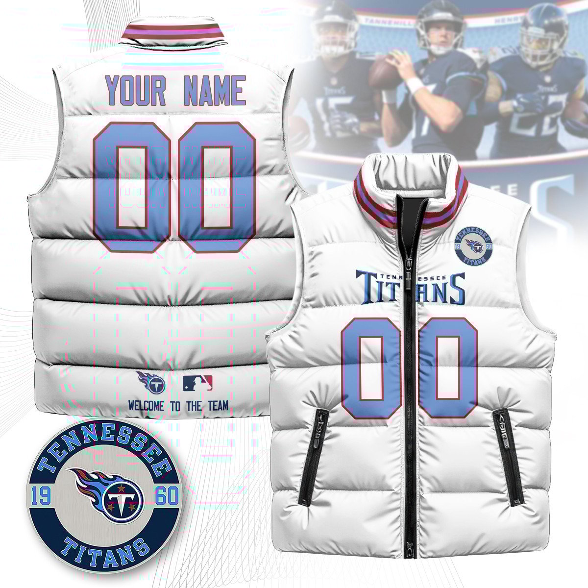Custom Tennessee Titans Unisex Puffer Vest