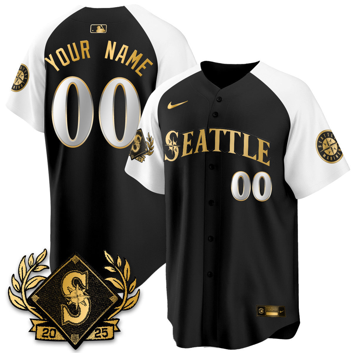 Custom Seattle Mariners 2025 Series Gold Jersey - All Stitched