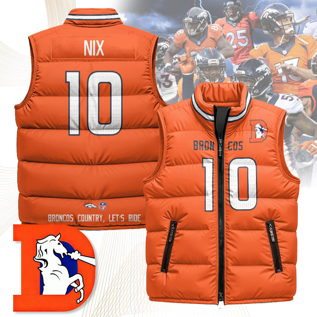 Denver Broncos Unisex Puffer Vest