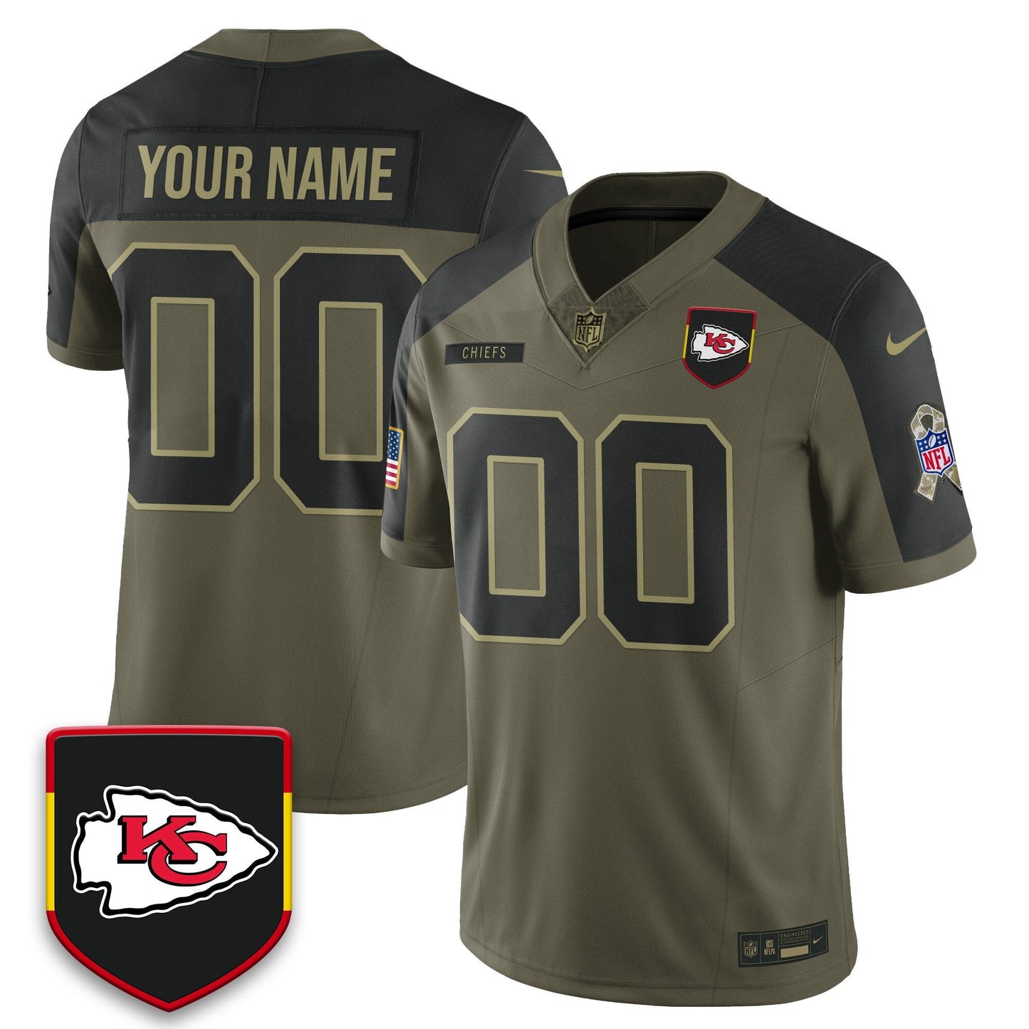 Kansas City Chiefs 2025 Salute to Service Limited Custom Jersey - All Stitched