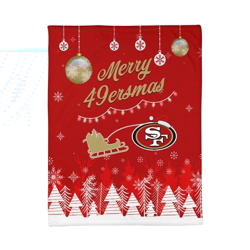 San Francisco 49ers | Premium Christmas Fleece Blanket & Throw Pillow Combo MM