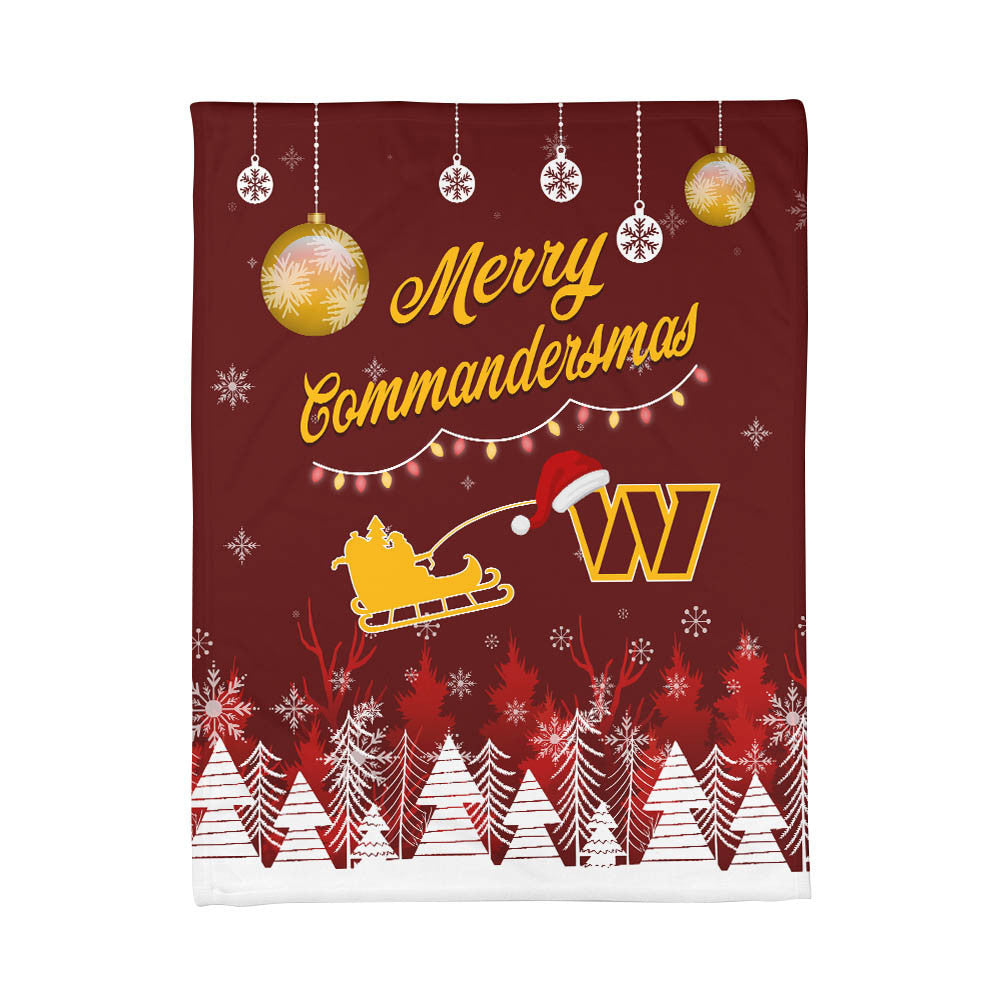 Washington Commanders | Premium Christmas Fleece Blanket & Throw Pillow Combo MM