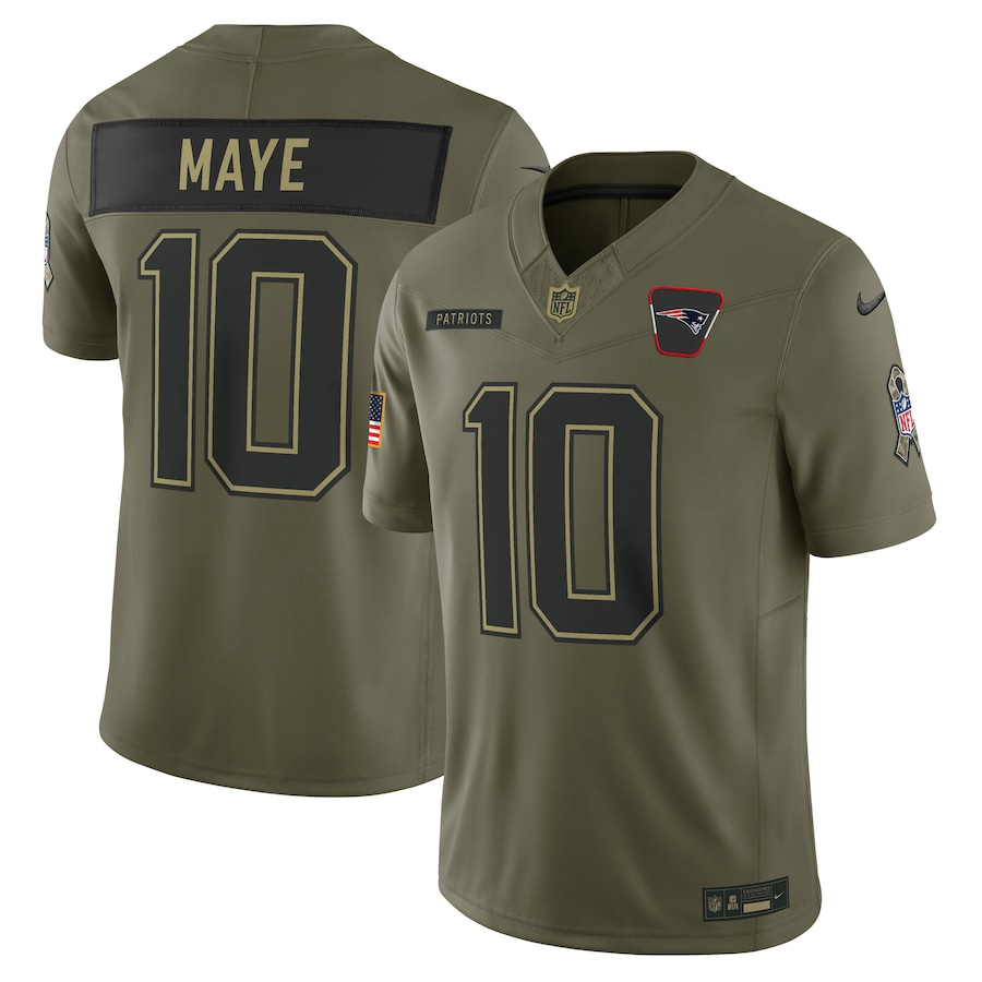 Drake Maye NE Nike 2025 Salute to Service Limited Jersey - All Stitched
