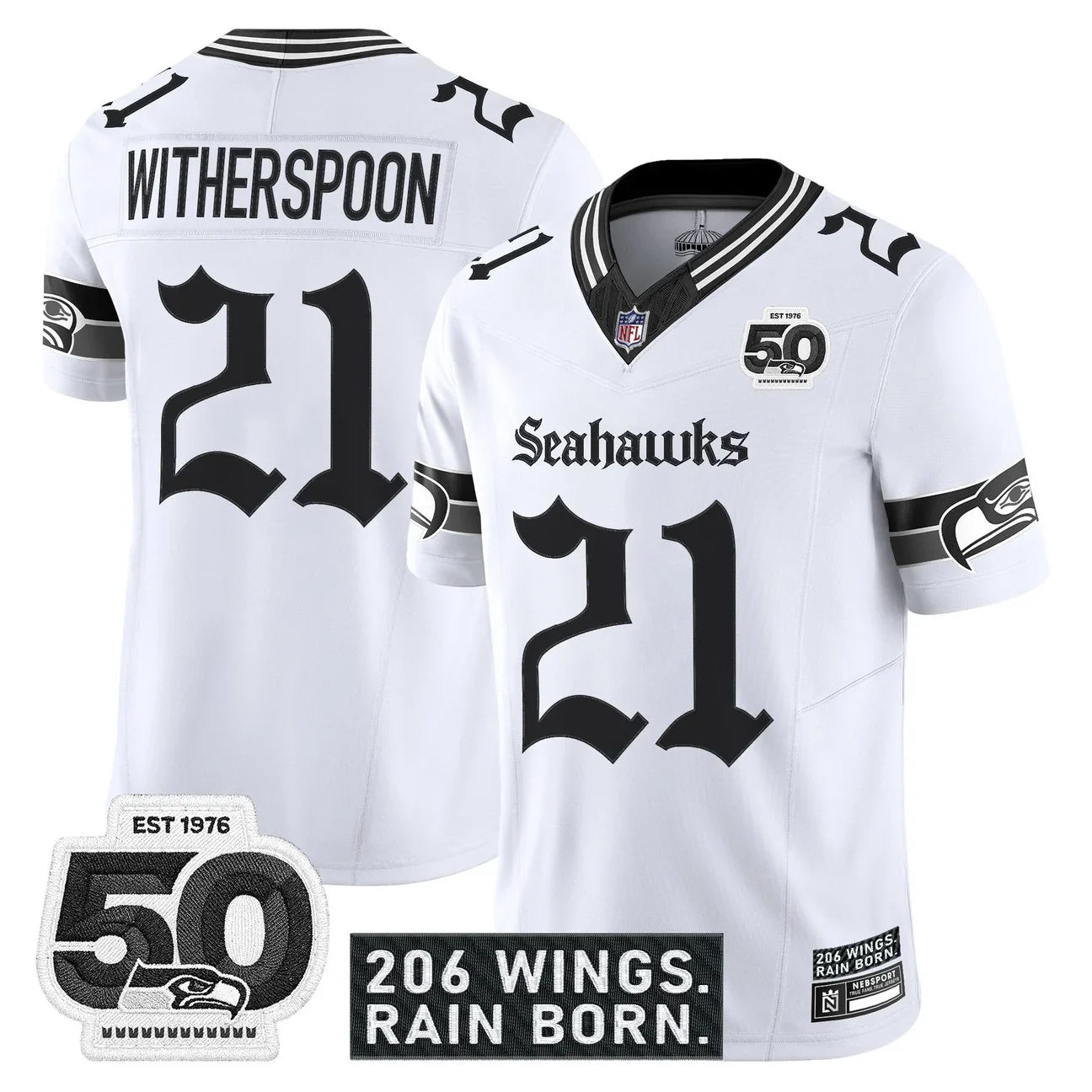 Seattle Seahawks 'Gothic Rain City Shadows Edition' Vapor Jersey - 50th Anniversary Patch - All Stitched