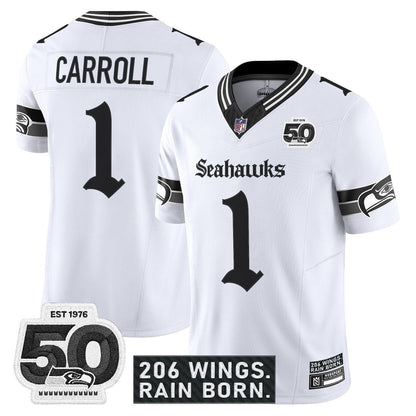 Seattle Seahawks 'Gothic Rain City Shadows Edition' Vapor Jersey - 50th Anniversary Patch - All Stitched