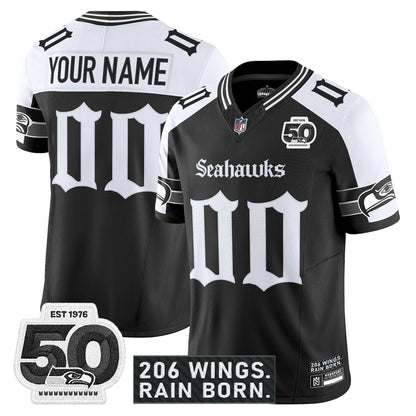CustomSEA 'Gothic Rain City Shadows Edition' Vapor Jersey - 50th Anniversary Patch - All Stitched