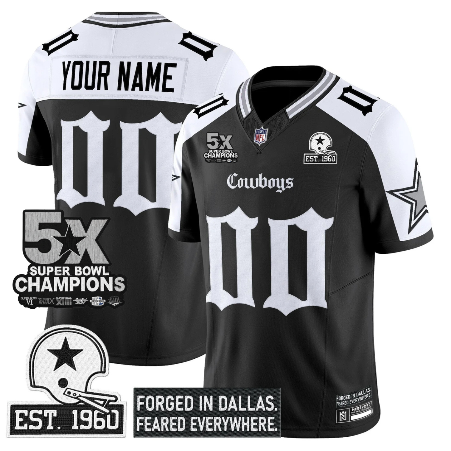 DAL 'Gothic Lone Star Edition' 5x Champions Patch Vapor Limited Jersey - All Stitched