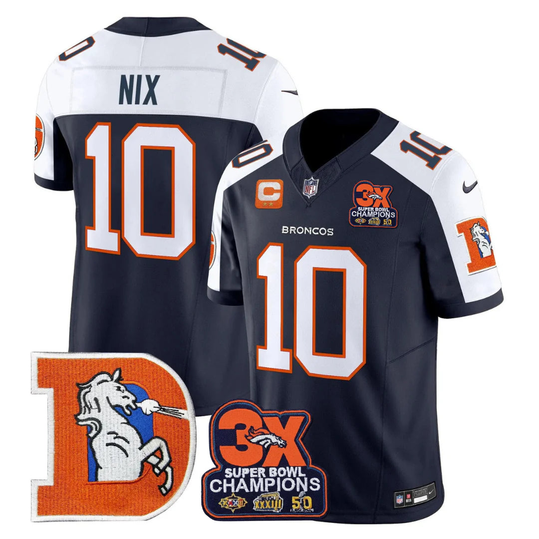 DEN Throwback 3-Times Champions Patch Vapor Limited Jersey - All Stitched
