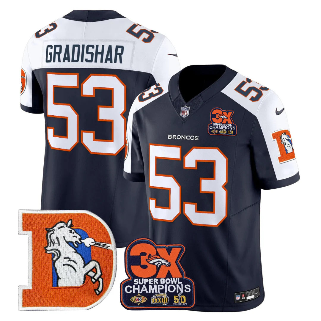 DEN Throwback 3-Times Champions Patch Vapor Limited Jersey - All Stitched